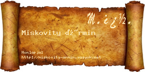 Miskovity Ármin névjegykártya
